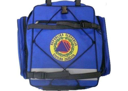 nahrbtnik za civilno zaščito - modri - napolnjen s sanitetno opremo